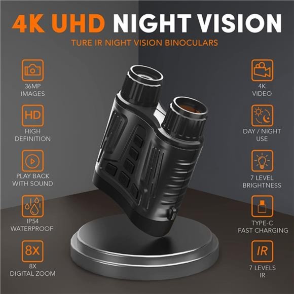 GTHUNDER Night Vision Binocular - 4K Rechargeable w/ Distant Night Visible Range - Picture 2 of 7